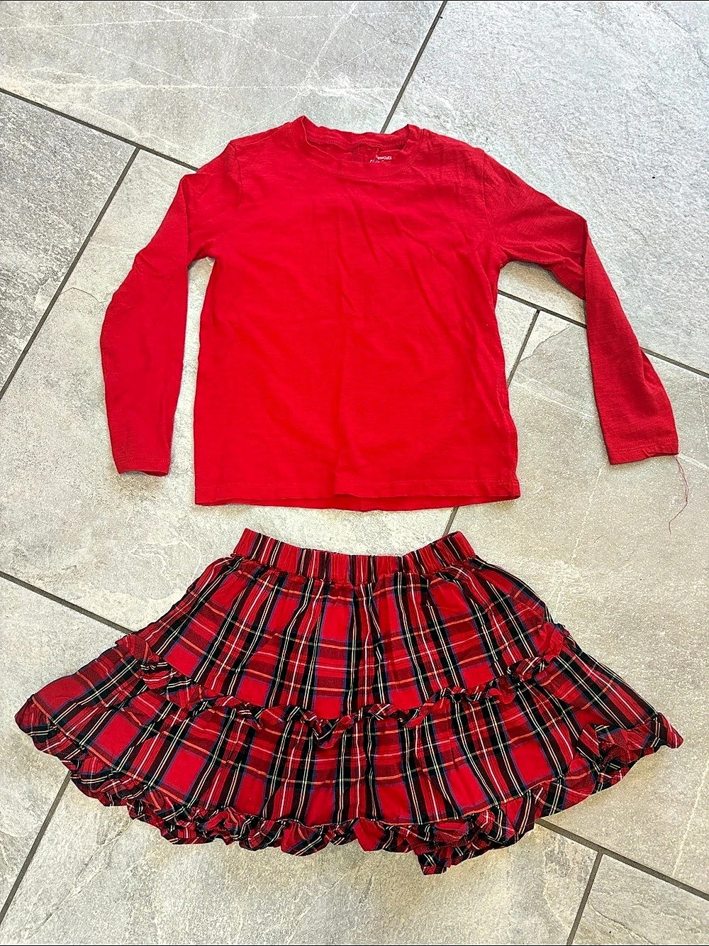 Crewcuts Girlfriend Tee Plaid Skirt Set Red & Black Girls S